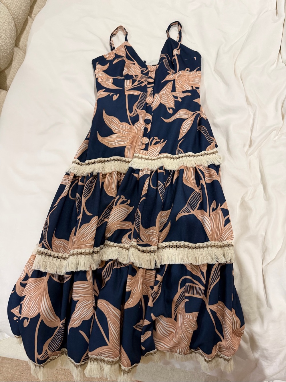 Patbo Stargazer Fringe Trim Maxi Dress Size In Navy - Picture 2 of 2